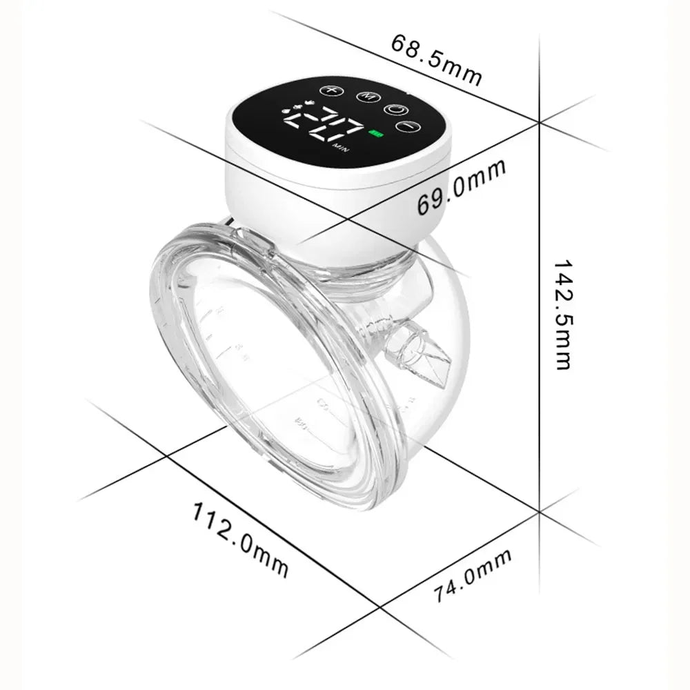 Wearable Electric Breast Pump with Touch Panel and LED Display Screen Hands Free Portable Milk Extractor Bpa-Free Milk Collector