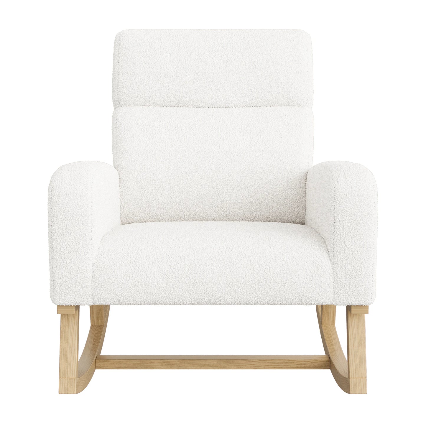Rocking Chair with Pockets, White, Berber Fleece