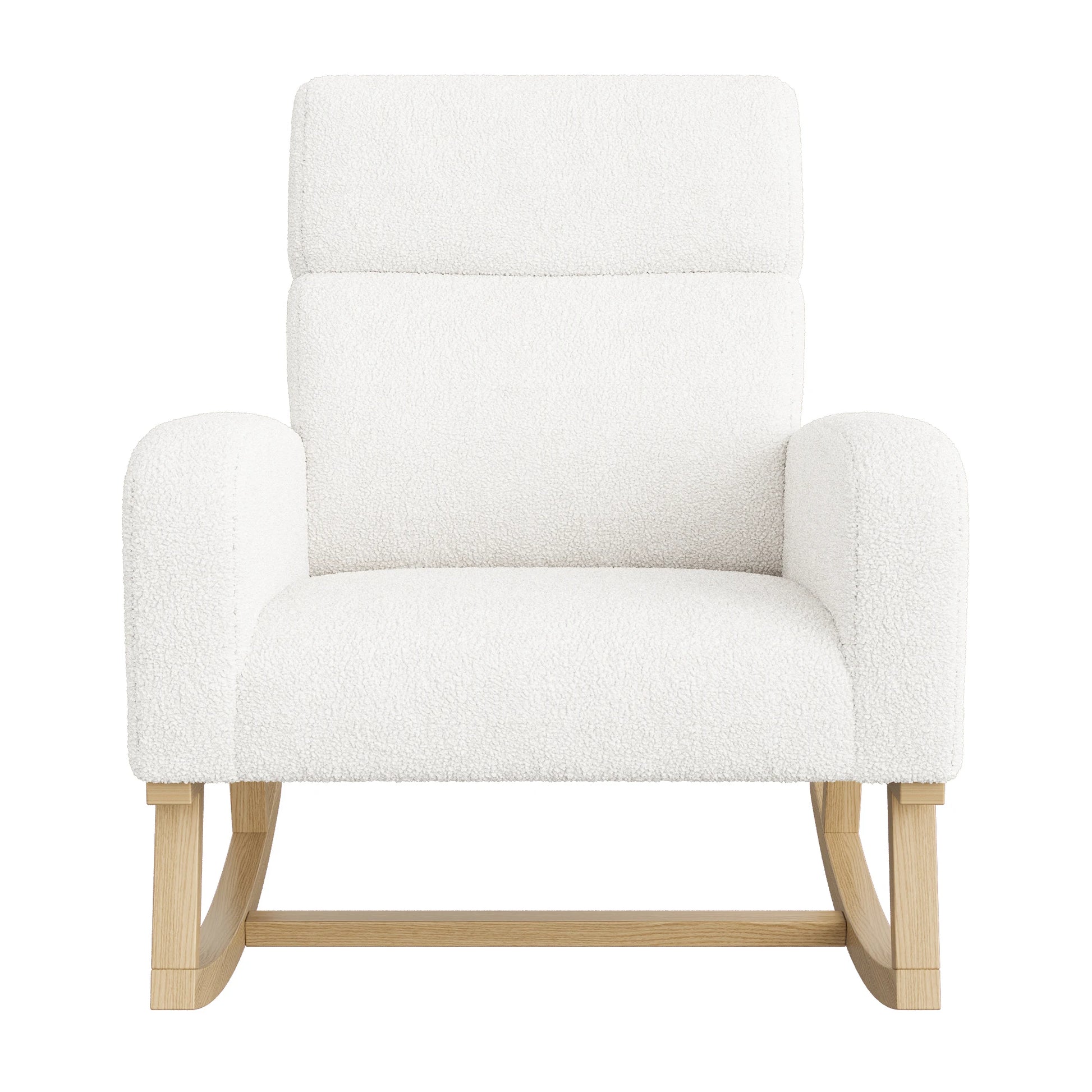 Rocking Chair with Pockets, White, Berber Fleece