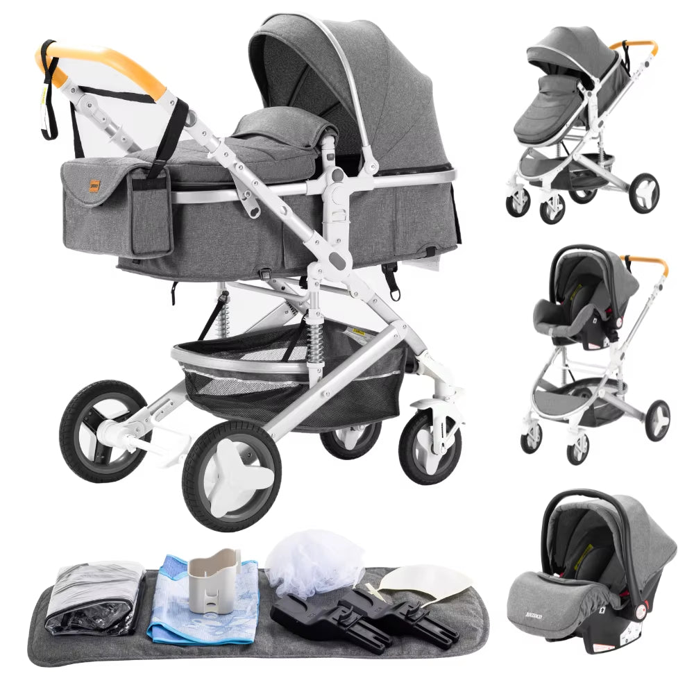 Luxurious 3 in 1 Baby Stroller Portable Travel Baby Carriage Folding Prams Aluminum Frame High Landscape Car for Newborn Baby
